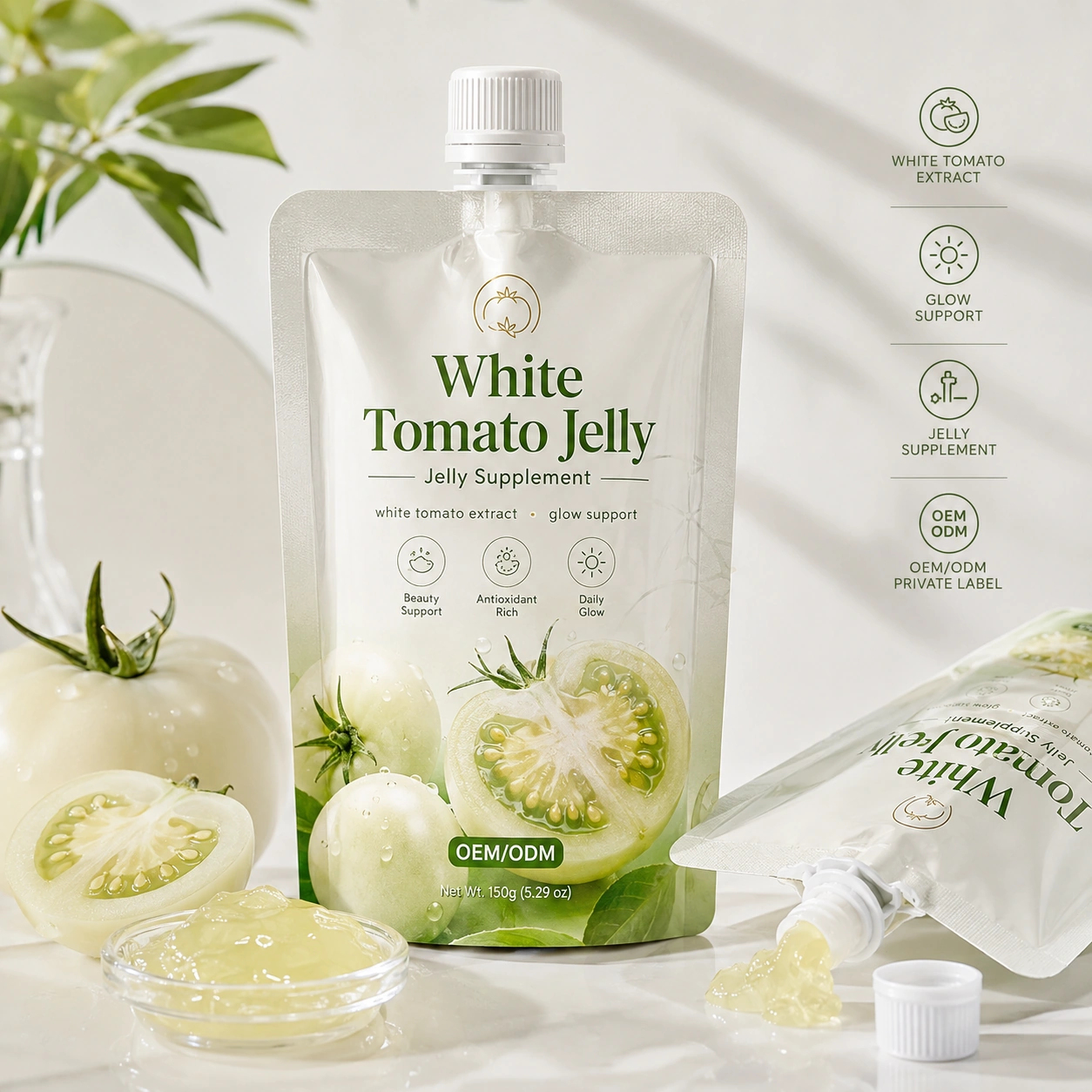 White Tomato Jelly Pouch private label product packaging
