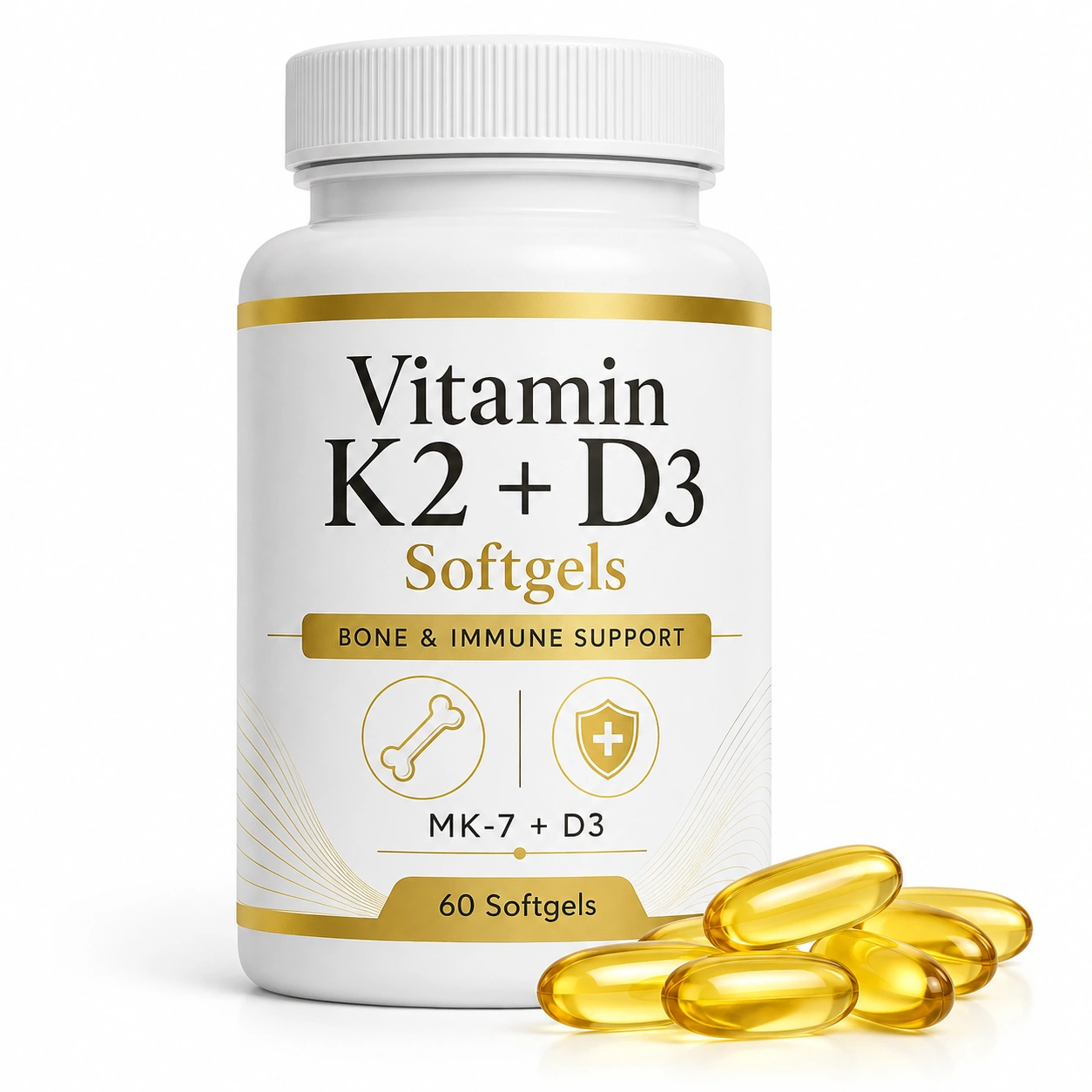 Vitamin K2+D3 Softgels private label product packaging