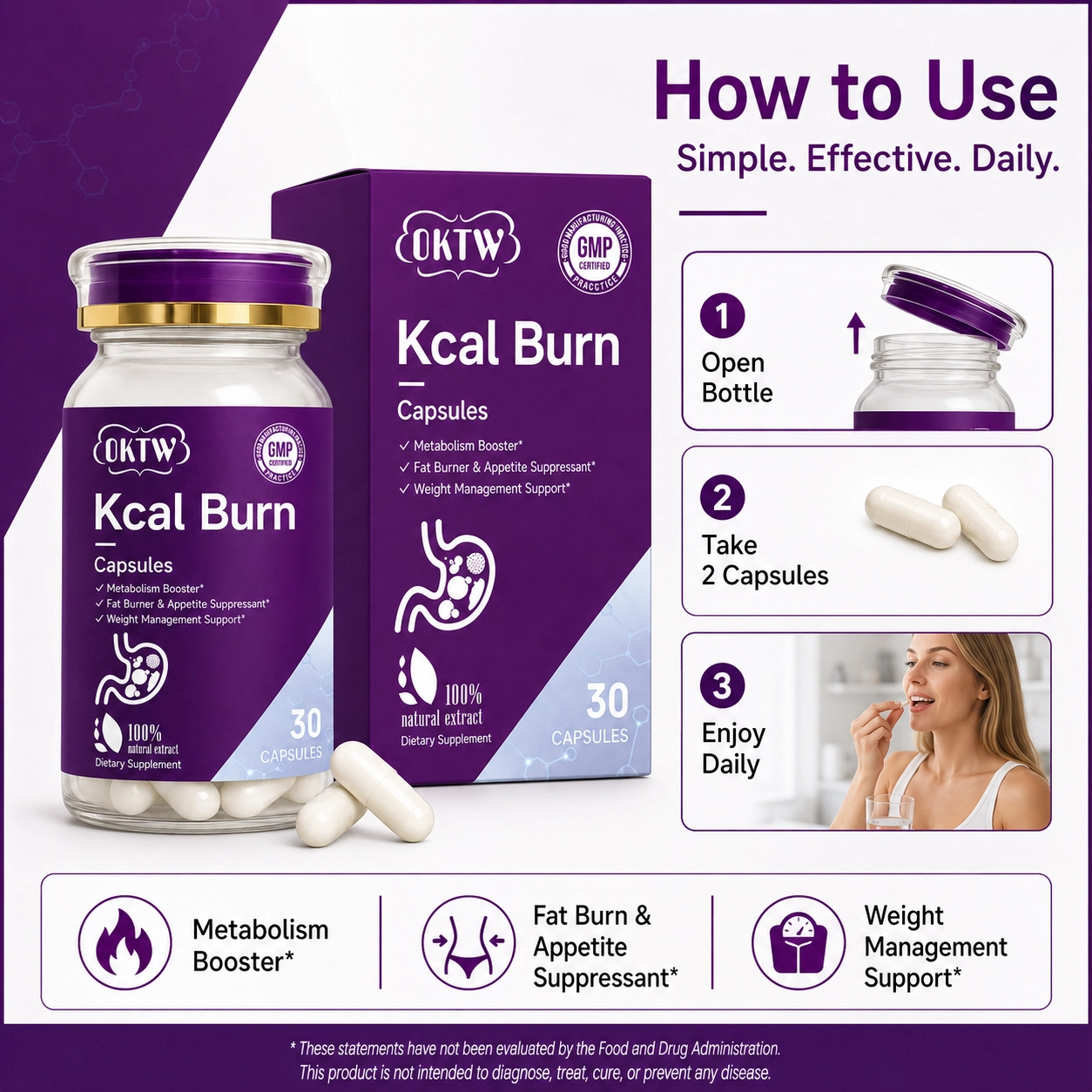 OKTW Kcal Burn Capsules Lifestyle-ready pack
