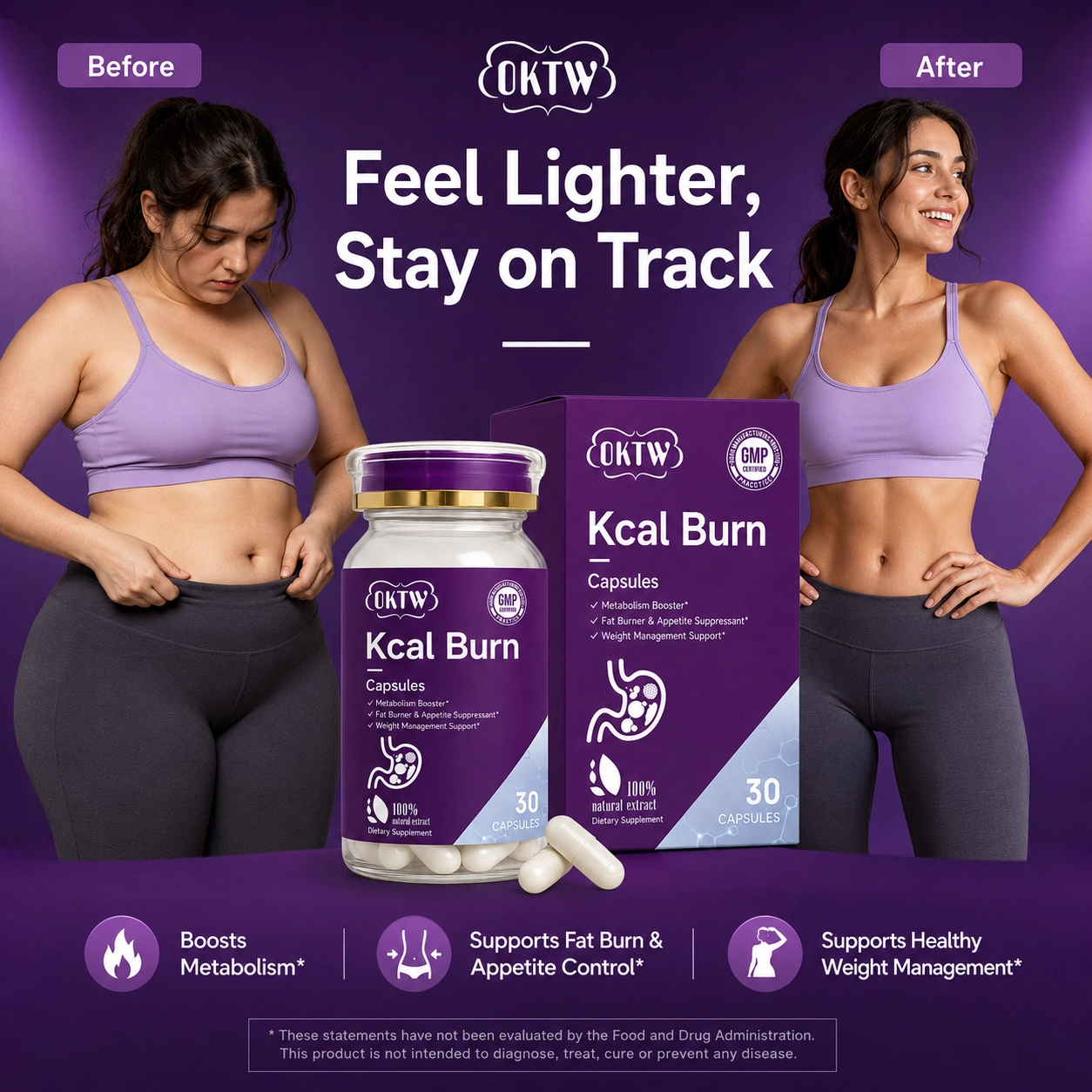 OKTW Kcal Burn Capsules Back label direction