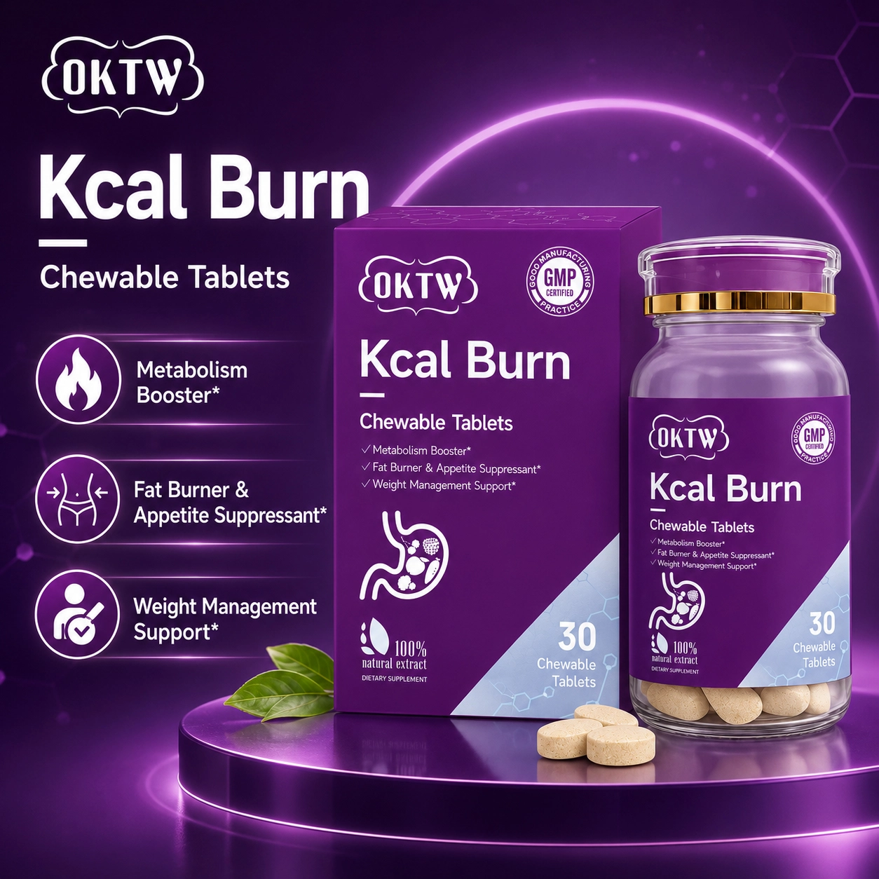 OKTW Kcal Burn Chewable Tablets Lifestyle-ready pack