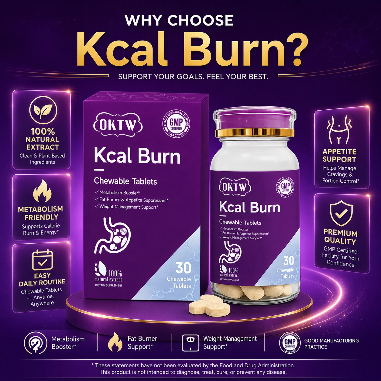 OKTW Kcal Burn Chewable Tablets Full set reference