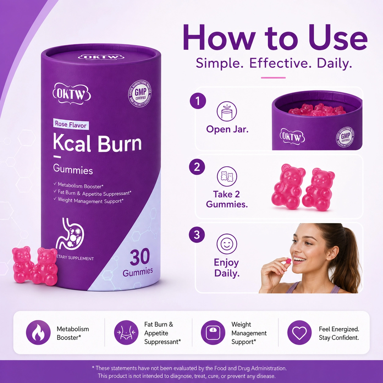 OKTW Kcal Burn Gummies Format detail view