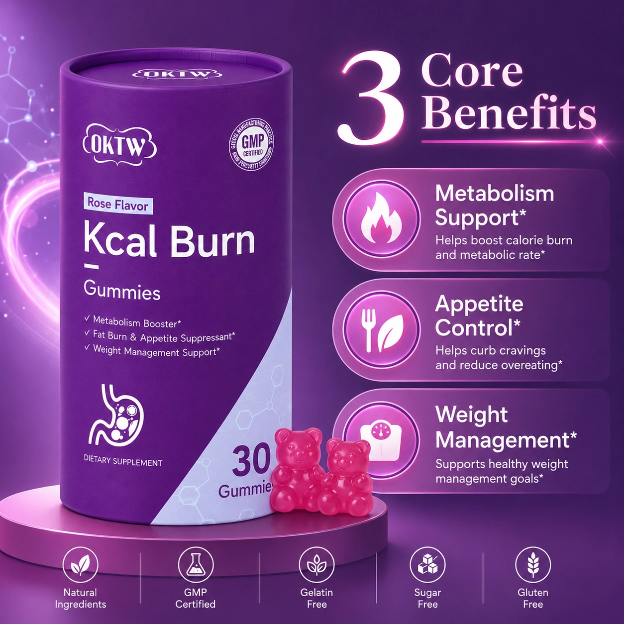 OKTW Kcal Burn Gummies Lifestyle-ready pack