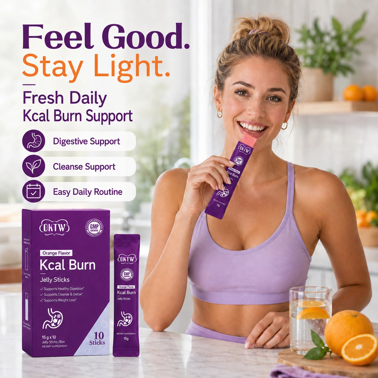 OKTW Kcal Burn Jelly Sticks Back label direction