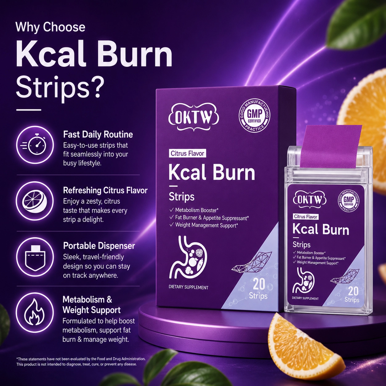 OKTW Kcal Burn Oral Dissolving Films Lifestyle-ready pack