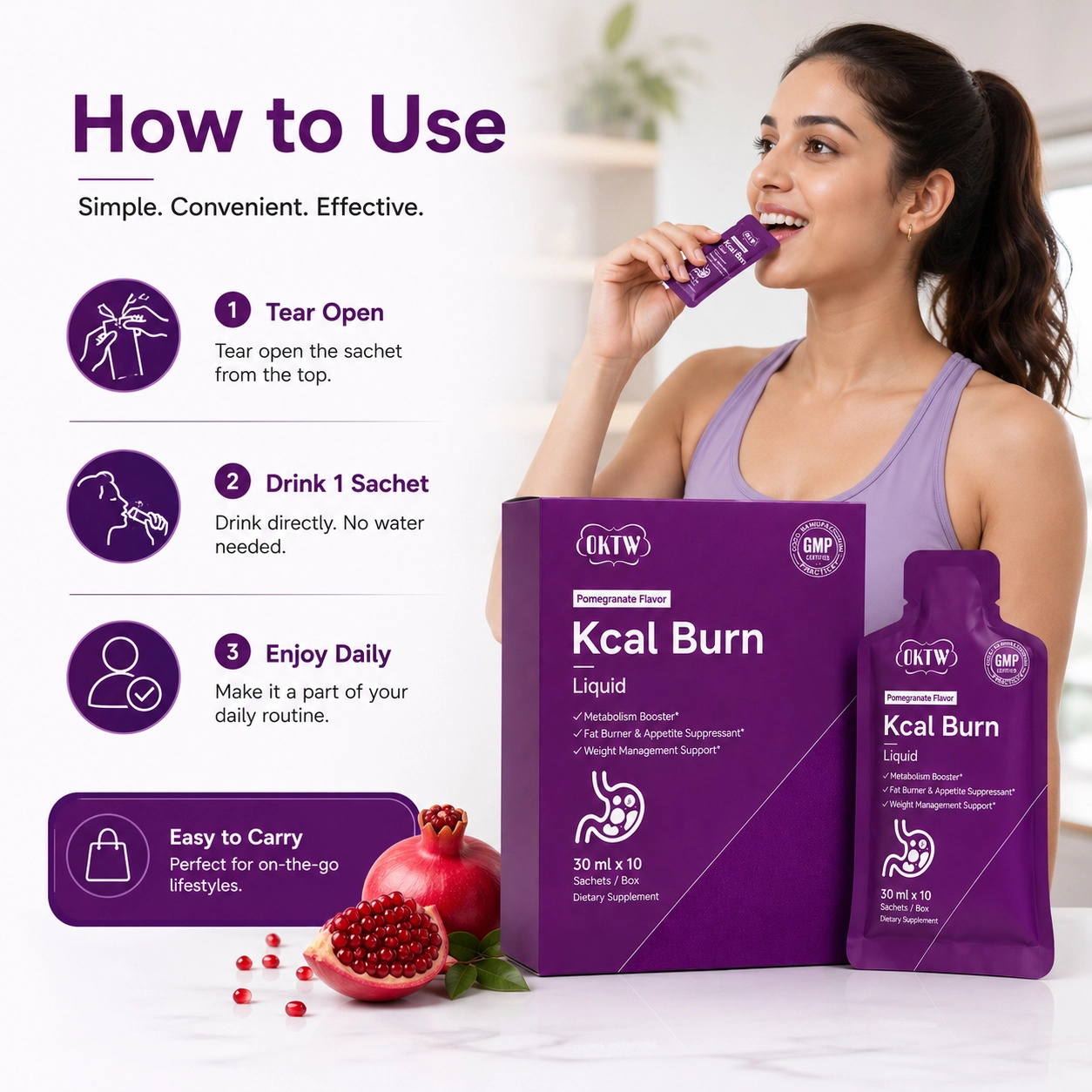 OKTW Kcal Burn Oral Liquids Back label direction