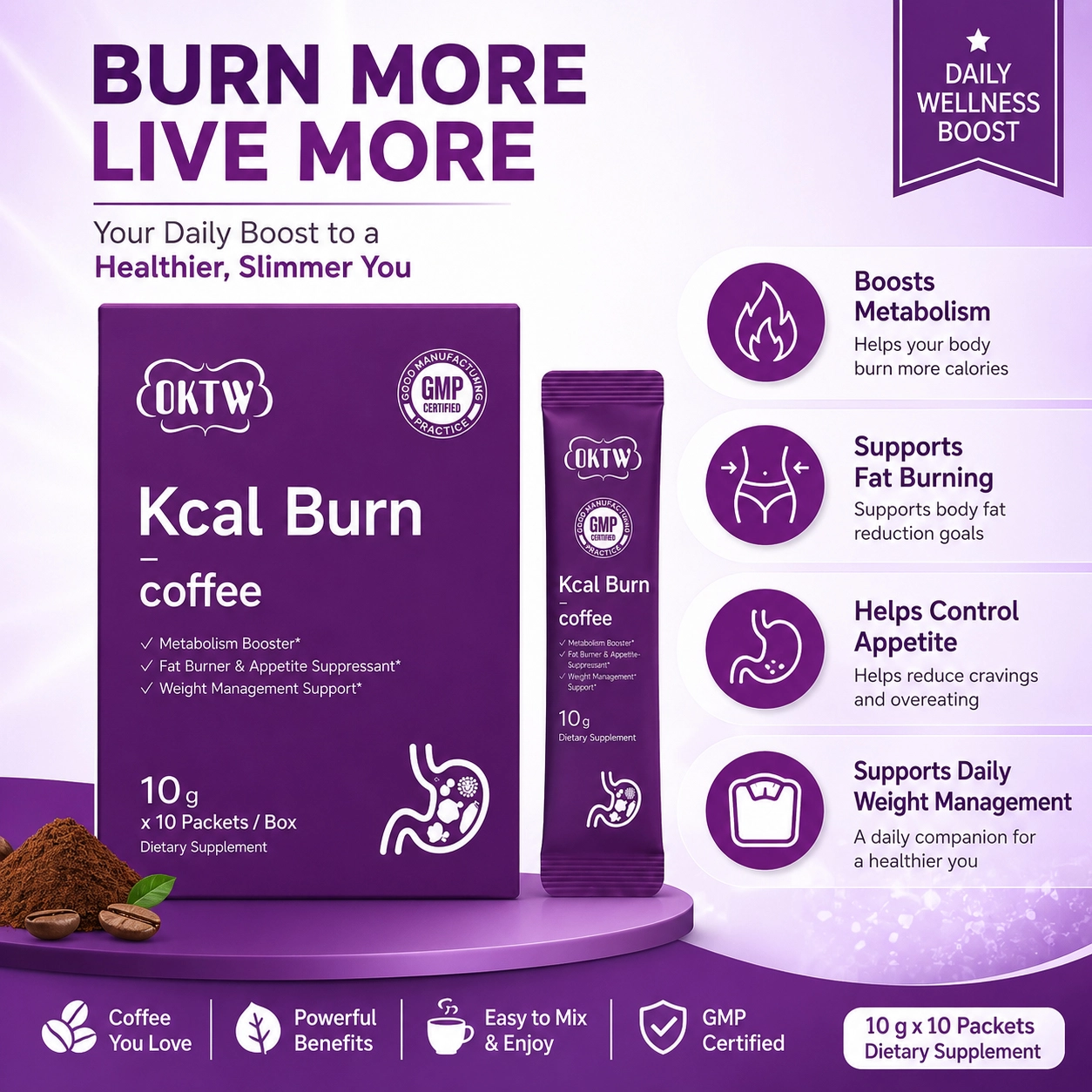 OKTW Kcal Burn Powder Sachets Format detail view
