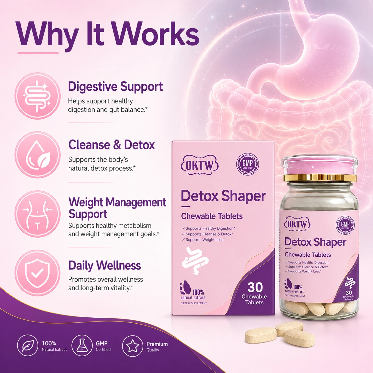 OKTW Detox Shaper Chewable Tablets Lifestyle-ready pack