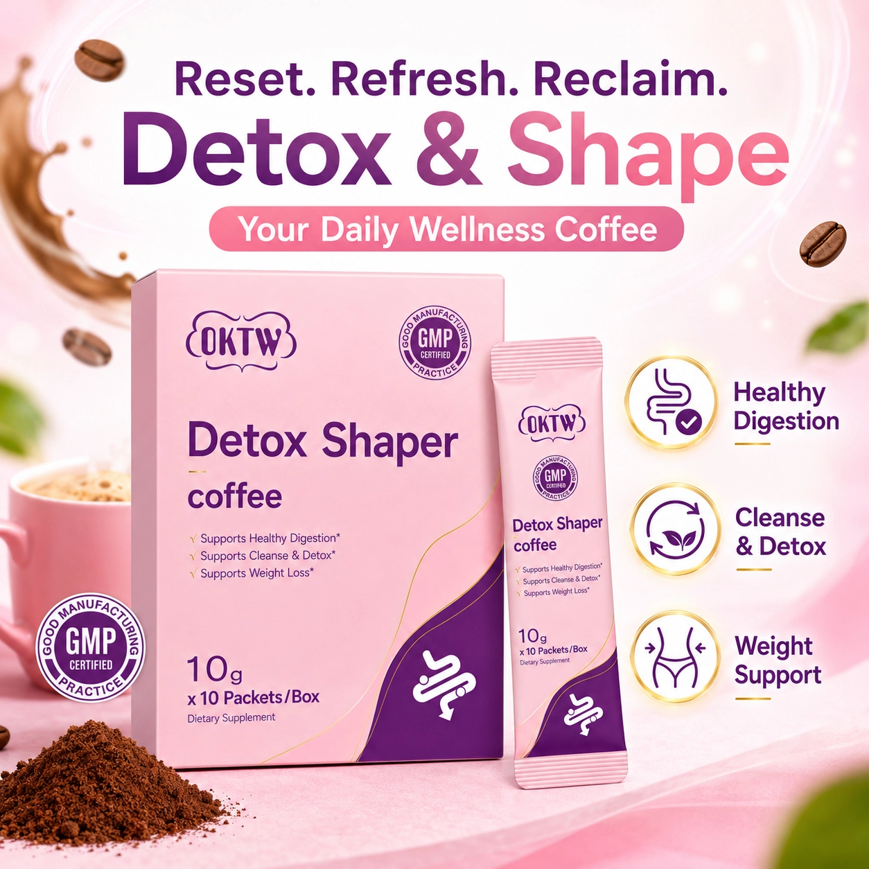 OKTW Detox Shaper Powder Sachets Lifestyle-ready pack