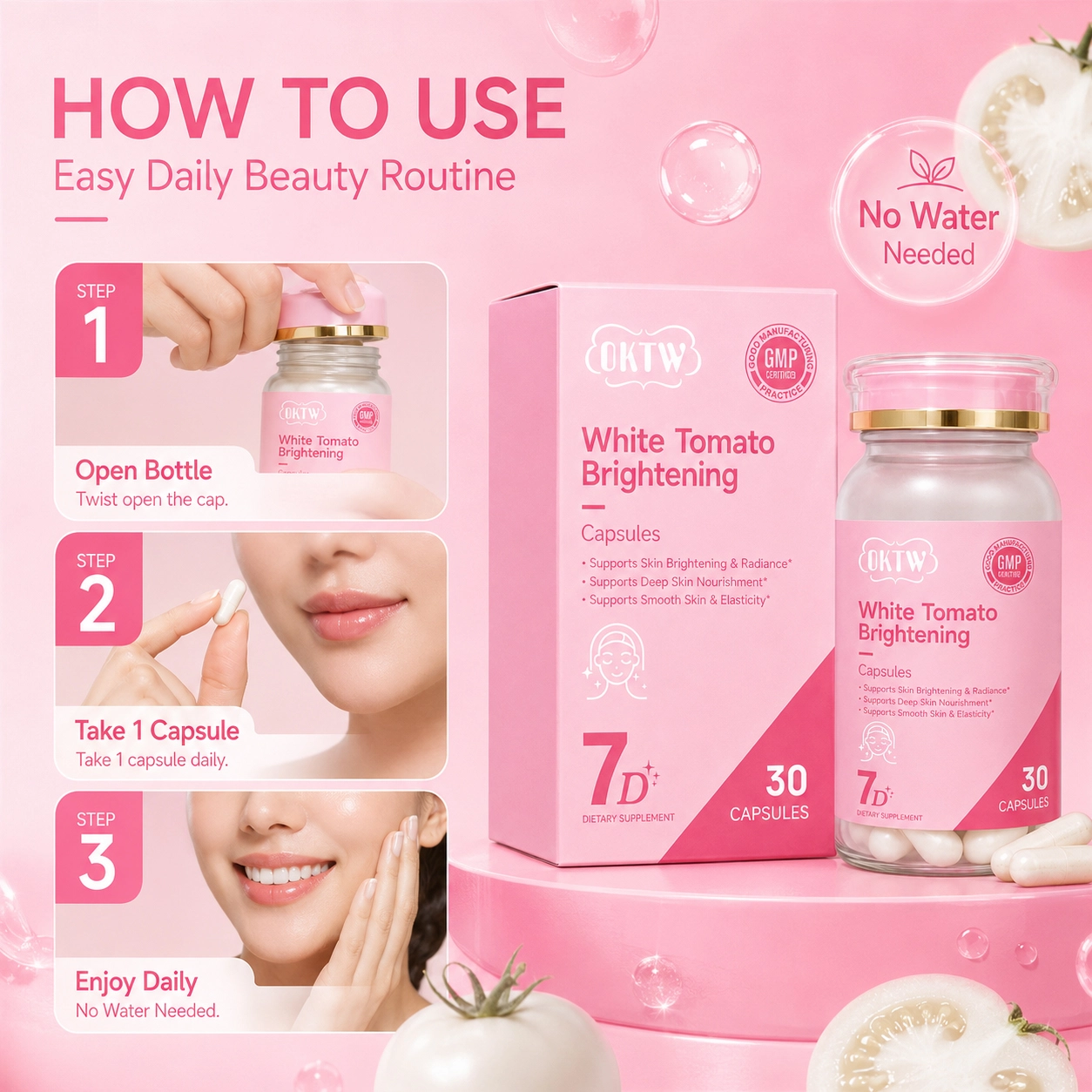 OKTW White Tomato Brightening Capsules Format detail view