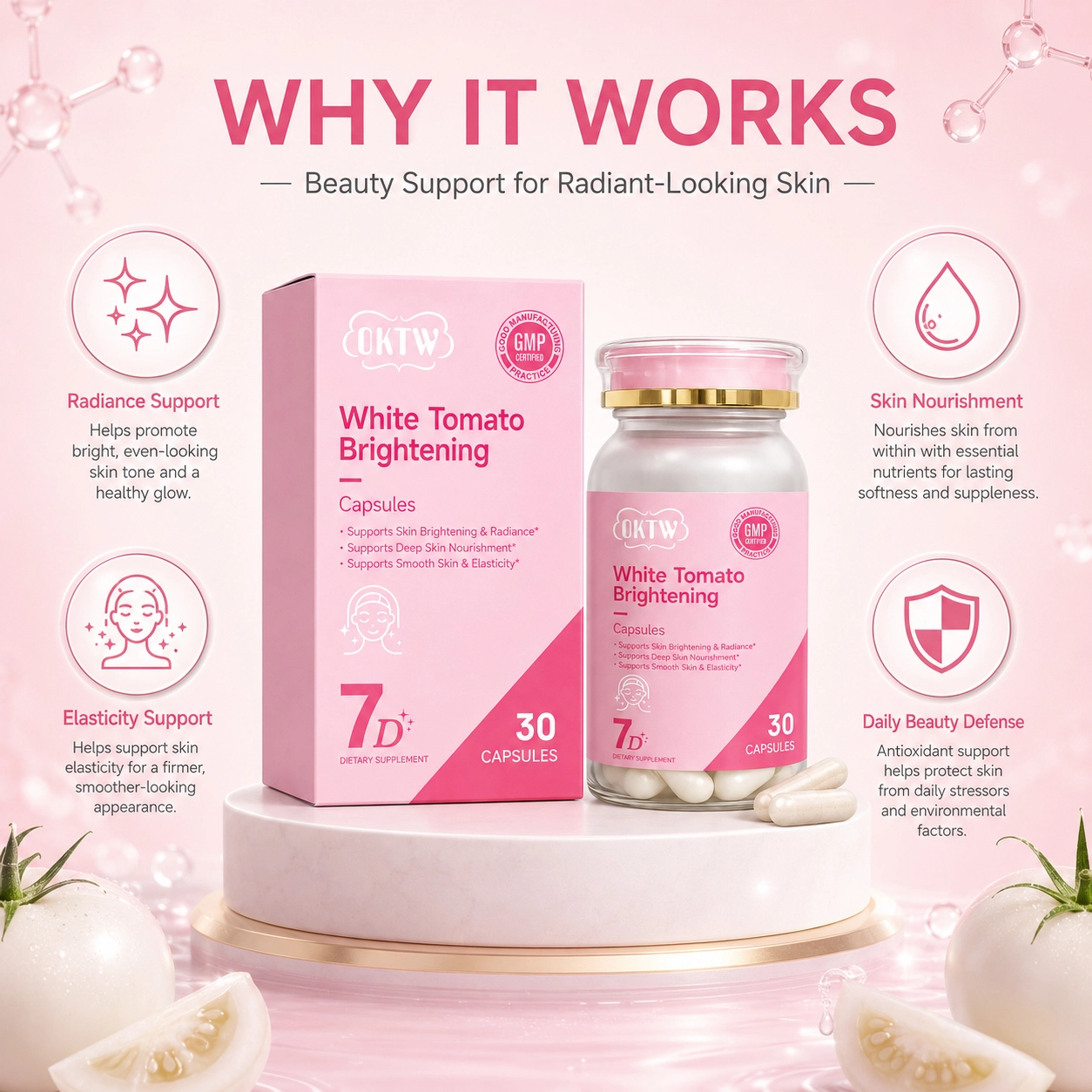 OKTW White Tomato Brightening Capsules Back label direction