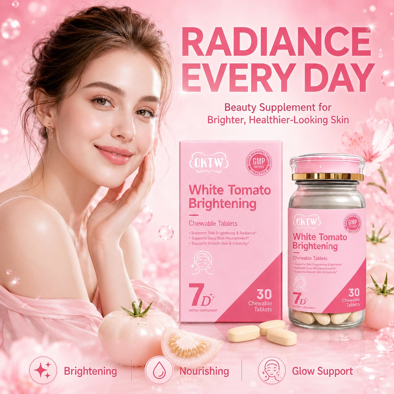 OKTW White Tomato Brightening Chewable Tablets Primary product view