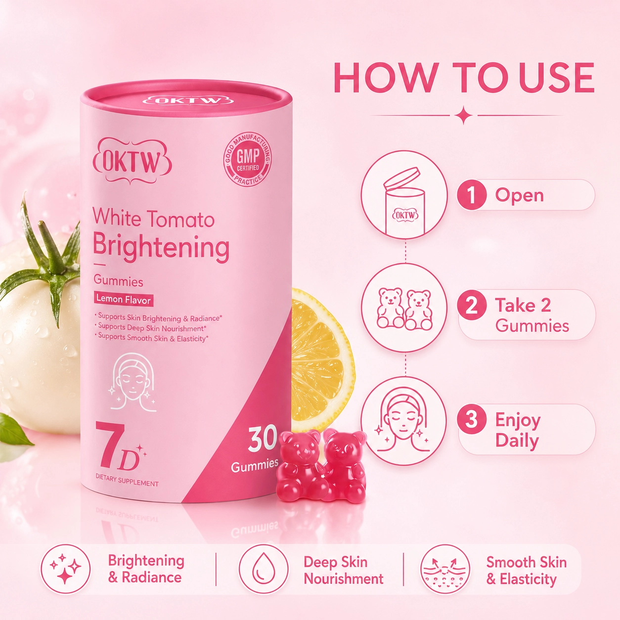 OKTW White Tomato Brightening Gummies Format detail view