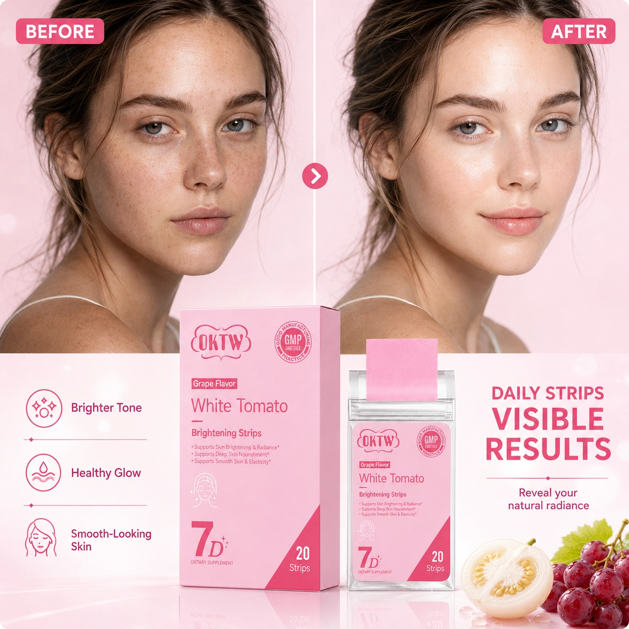 OKTW White Tomato Brightening Oral Dissolving Films Full set reference