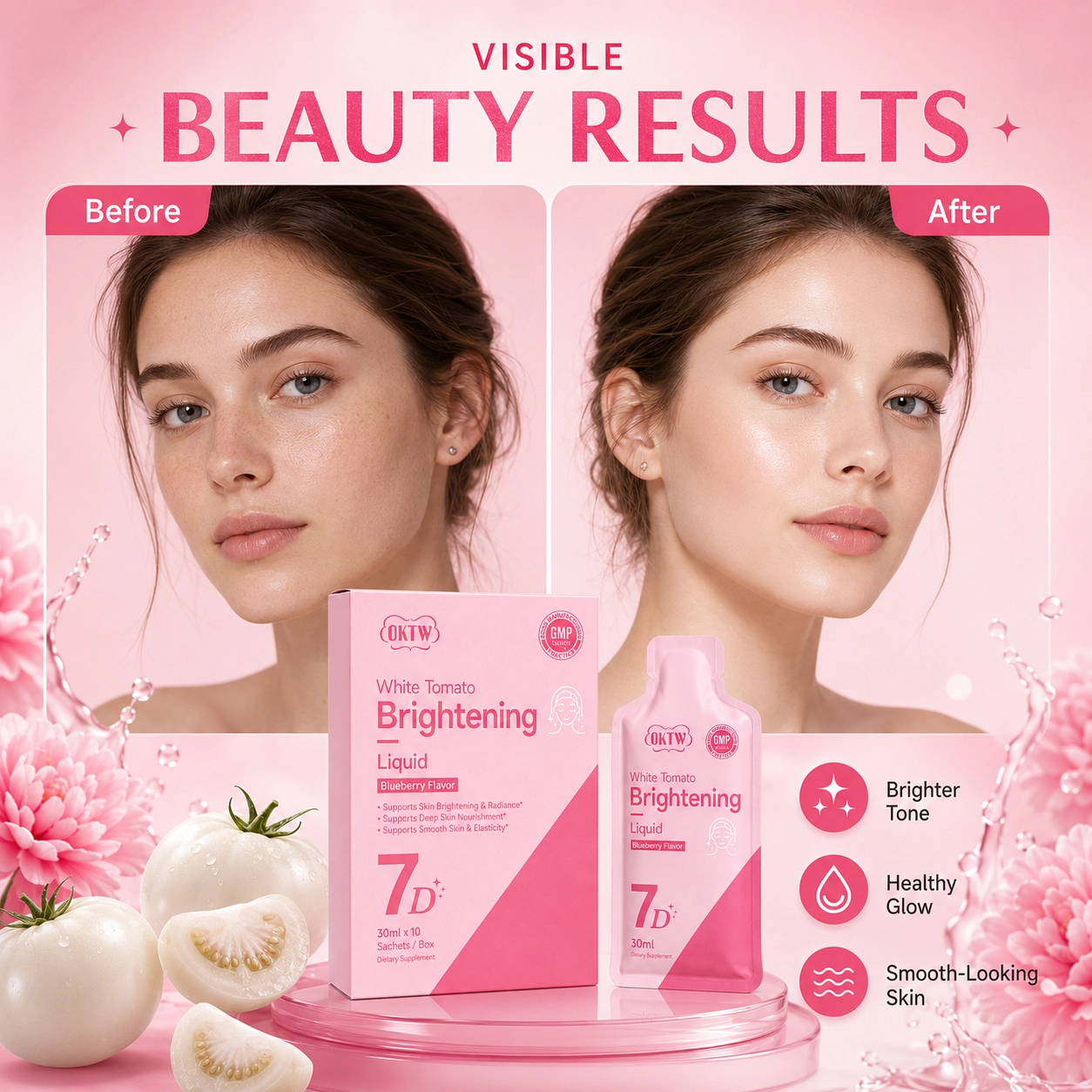 OKTW White Tomato Brightening Oral Liquids Back label direction