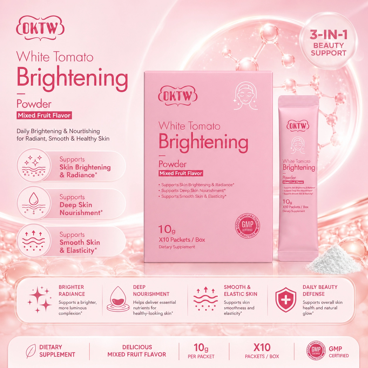 OKTW White Tomato Brightening Powder Sachets Format detail view