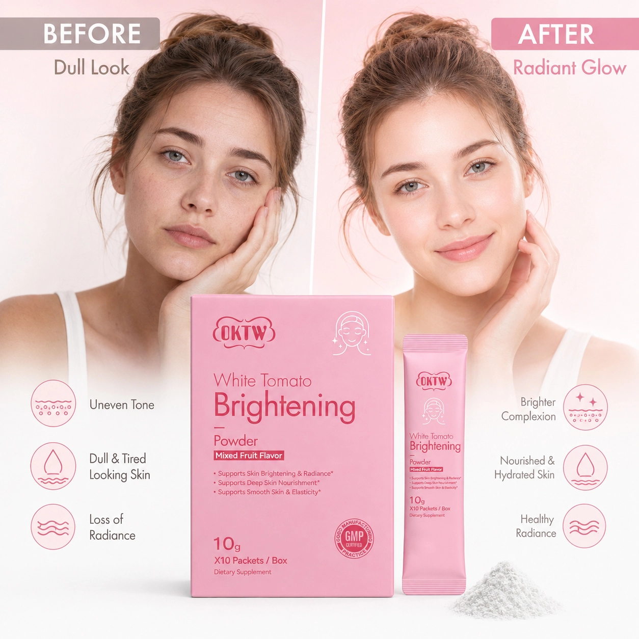 OKTW White Tomato Brightening Powder Sachets Full set reference