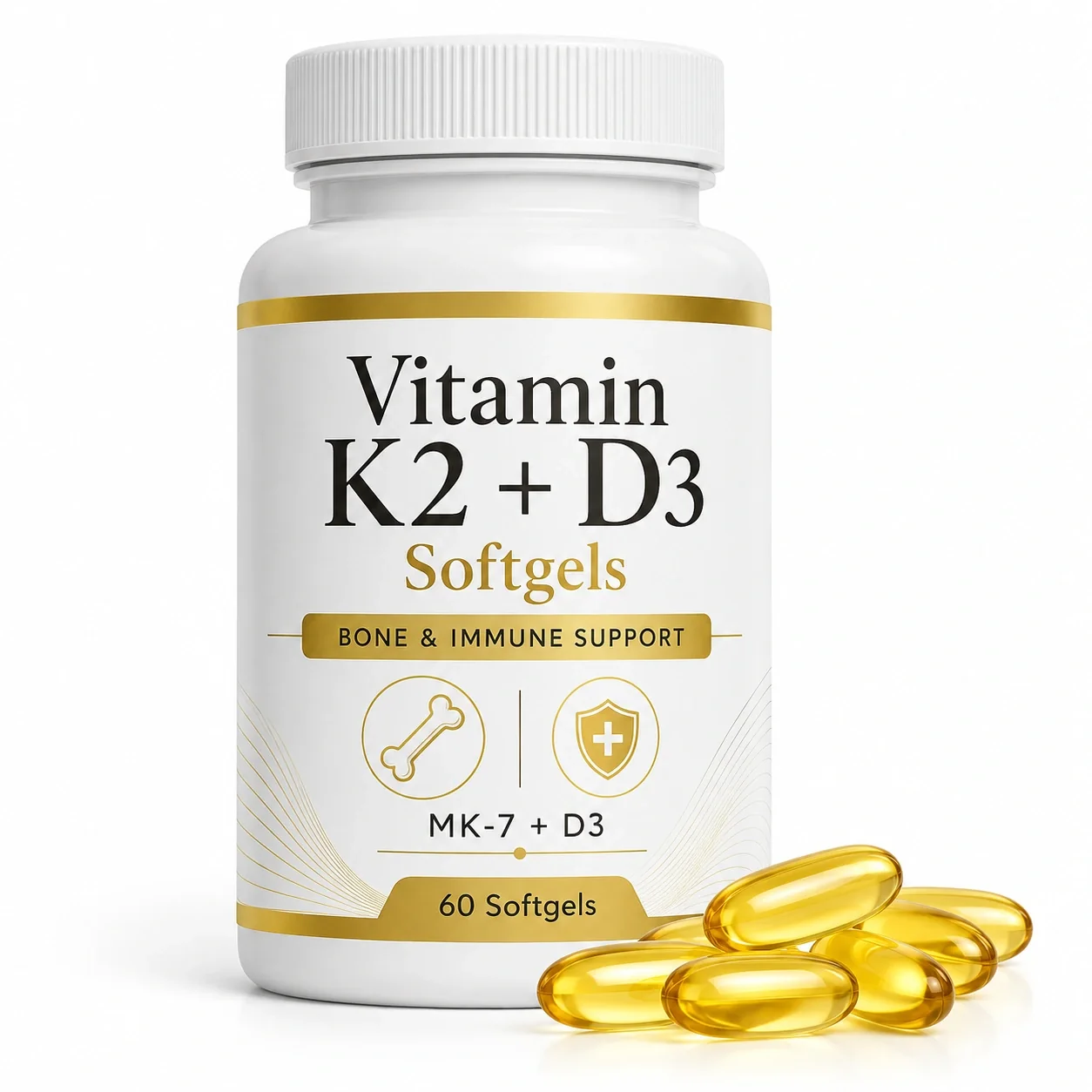 Vitamin K2+D3 Softgels private label product packaging