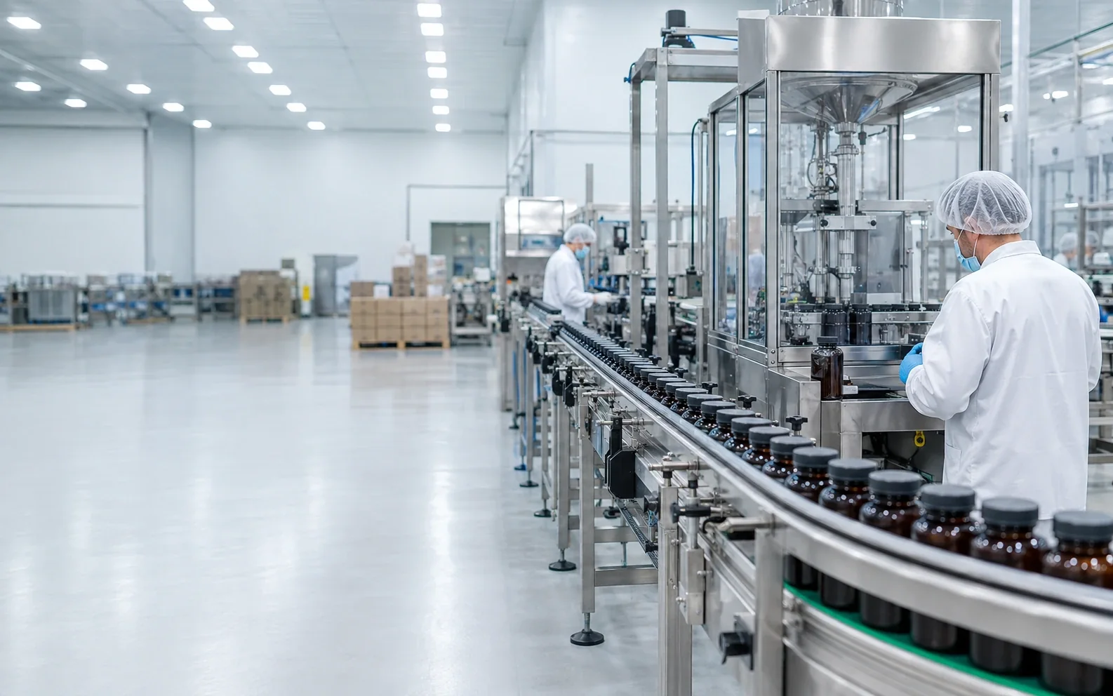 Large-scale contract supplement production and filling line