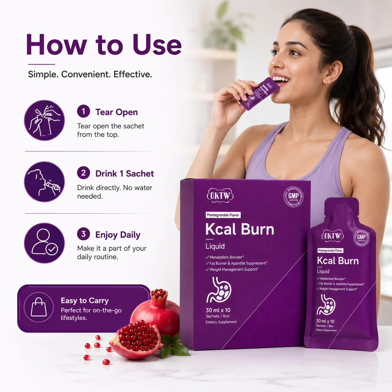 OKTW Kcal Burn Oral Liquids Back label direction